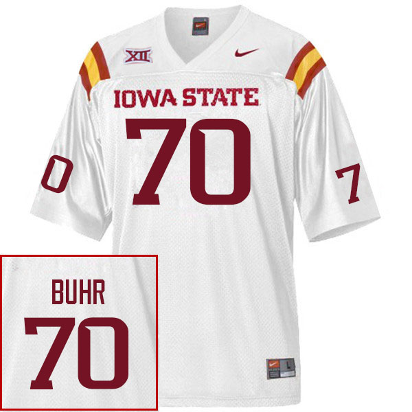 Men #70 Trevor Buhr Iowa State Cyclones College Football Jerseys Stitched Sale-White